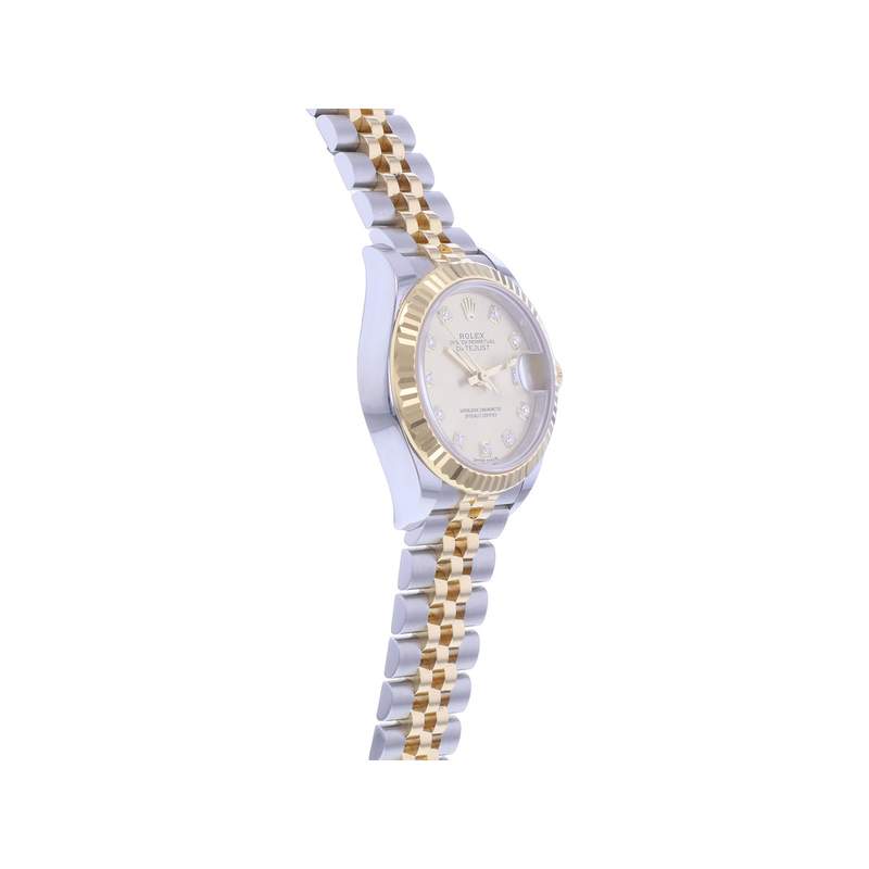 Montre d'occasion ROLEX DateJust Lady Index diamants femme mouvement automatique certifié (cosc) bracelet or jaune 750/000 et acier - vue 2