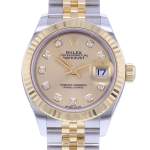 Montre d'occasion ROLEX DateJust Lady Index diamants femme mouvement automatique certifié (cosc) bracelet or jaune 750/000 et acier - vue D1
