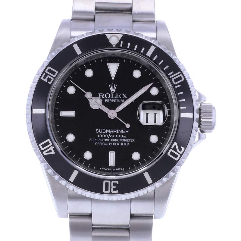 Montre d'occasion ROLEX Submariner Date homme mouvement automatique certifié (cosc) bracelet acier - vue D1