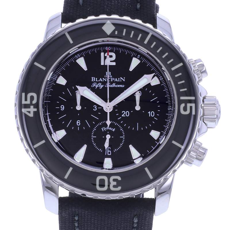 Montre d'occasion BLANCPAIN Fifty Fathoms Chronographe Flyback homme automatique bracelet textile - vue D1