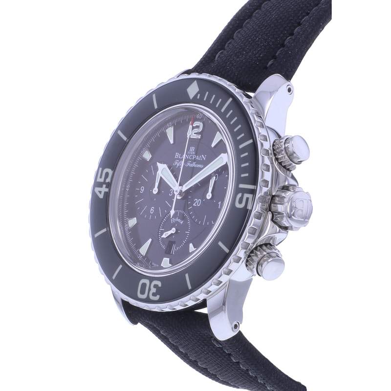 Montre d'occasion BLANCPAIN Fifty Fathoms Chronographe Flyback homme automatique bracelet textile - vue D2