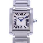 Montre d'occasion CARTIER Tank Française femme quartz bracelet acier - vue D1