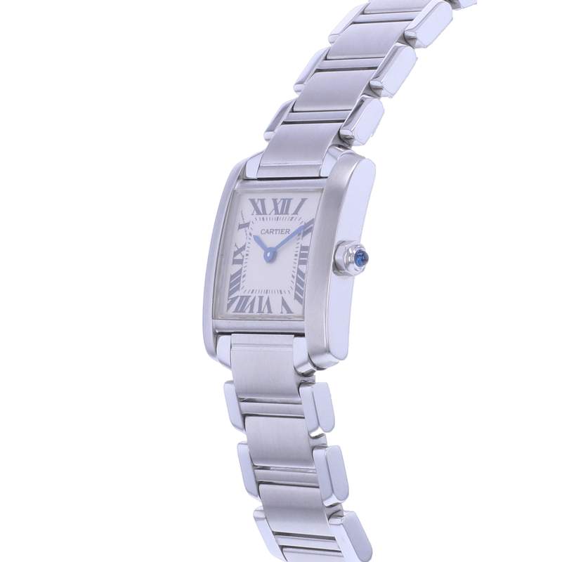 Montre d'occasion CARTIER Tank Française femme quartz bracelet acier - vue D2