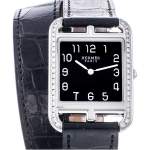 Montre d'occasion Hermès Cape Cod femme acier bracelet cuir noir - vue 1