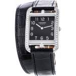 Montre d'occasion Hermès Cape Cod femme acier bracelet cuir noir - vue D1